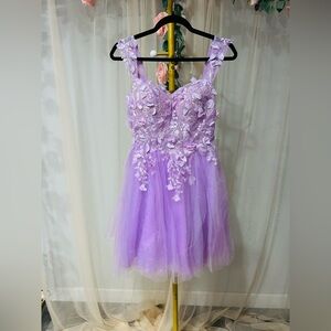 Elegant Lilac Floral Mini Dress